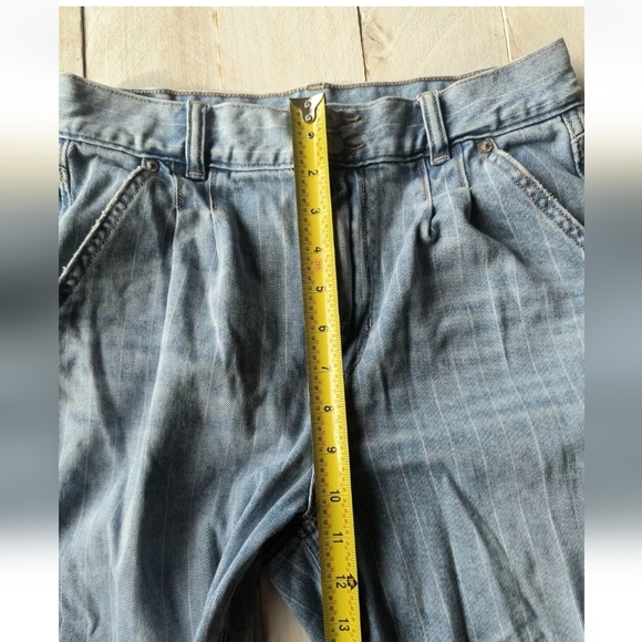 American Eagle Pinstriped Denim Blue Jeans High-rise Size 4 Short - Picture 9 of 10